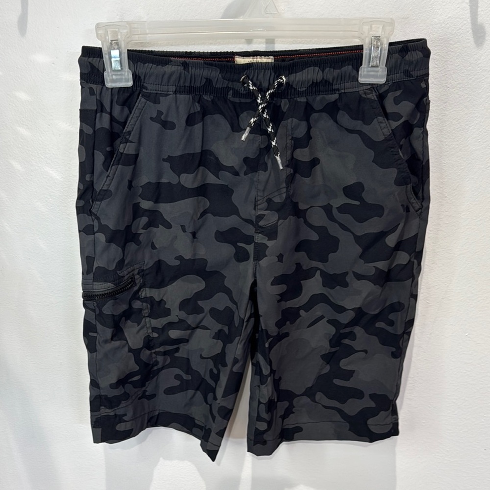 Original Weatherproof Vintage Black Gray Camo Athletic Shorts‎ Boys L (14/16)